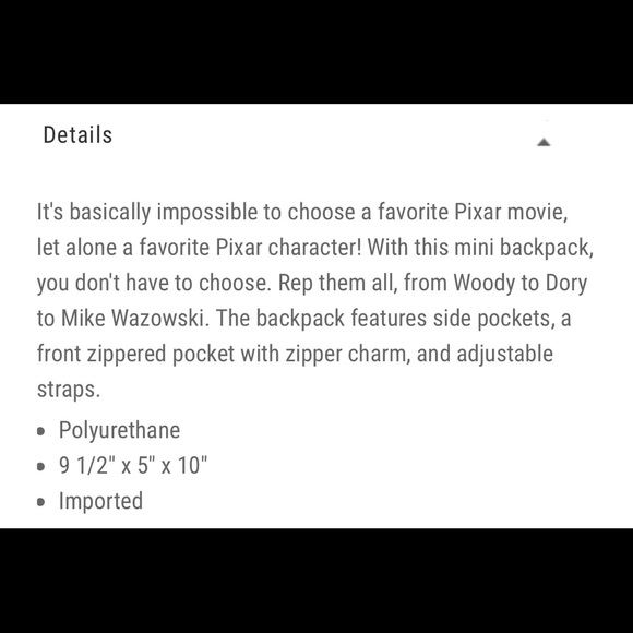 Disney Loungefly Pixar Mini Backpack NWT - Picture 5 of 5